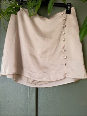Women's Altar'd State Beige Button-Front Mini Skirt